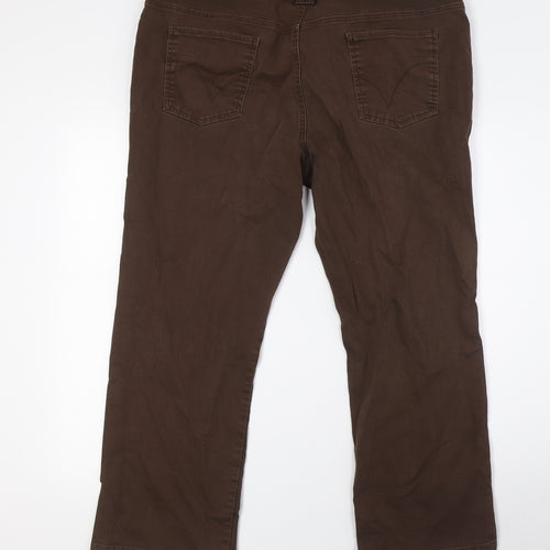 Papaya Womens Brown Cotton Straight Jeans Size 18 L26 in Regular Button