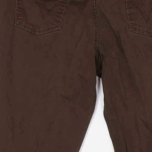Papaya Womens Brown Cotton Straight Jeans Size 18 L26 in Regular Button