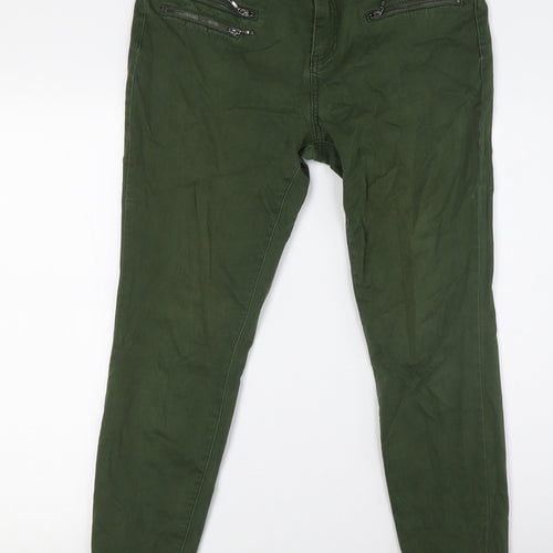 TU Womens Green Cotton Skinny Jeans Size 14 L27 in Regular Button - Zip pockets
