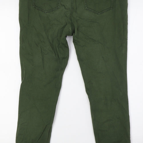 TU Womens Green Cotton Skinny Jeans Size 14 L27 in Regular Button - Zip pockets
