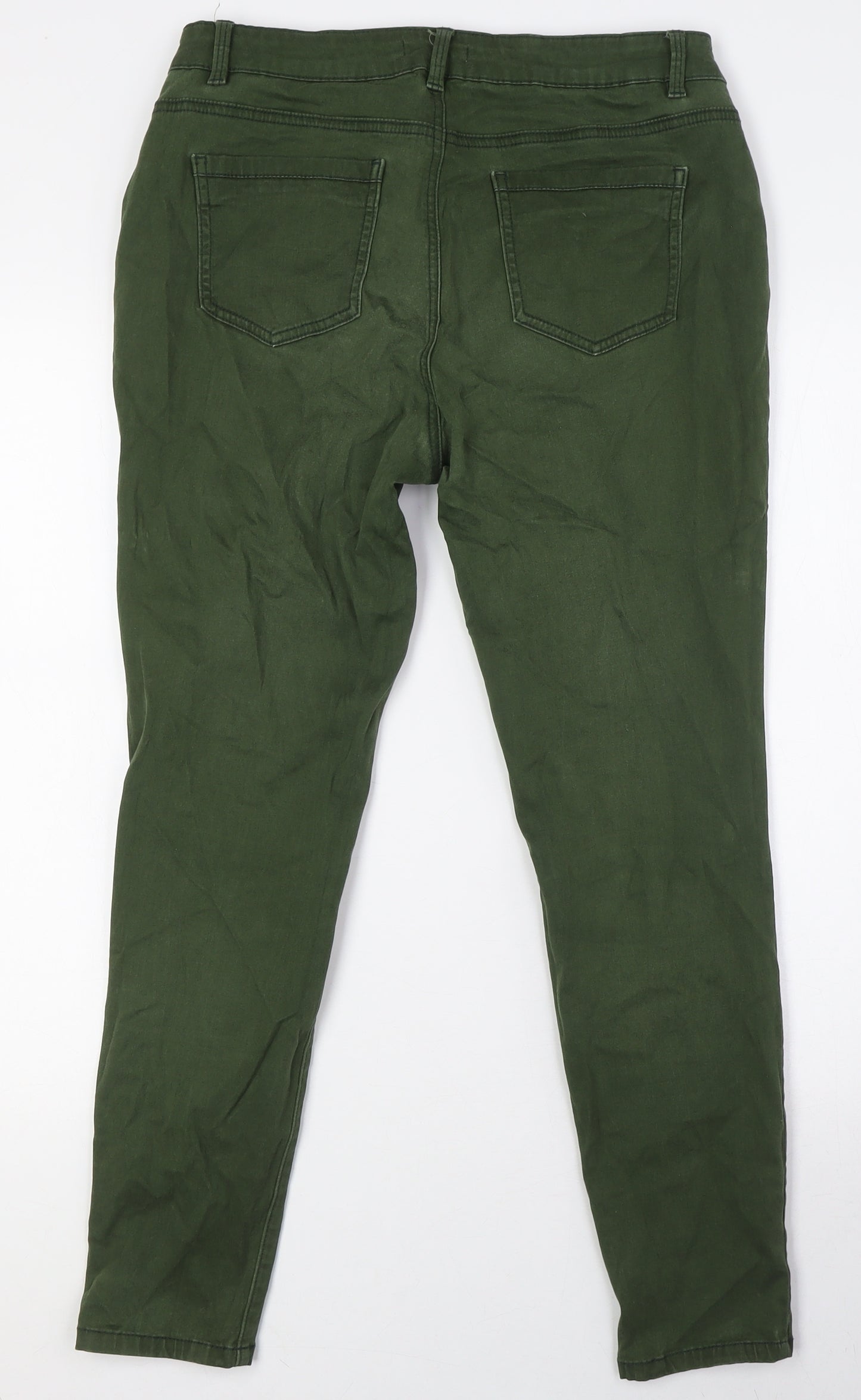 TU Womens Green Cotton Skinny Jeans Size 14 L27 in Regular Button - Zip pockets