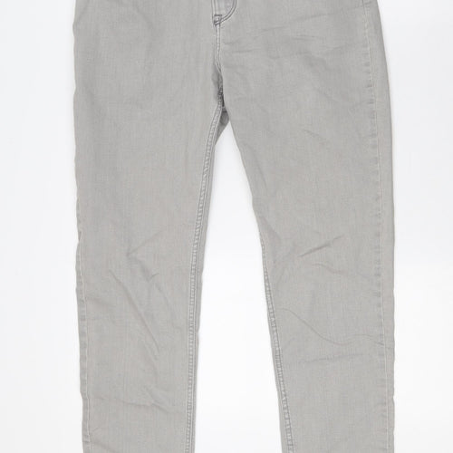 H&M Girls Grey Cotton Skinny Jeans Size 14 Years L29 in Slim Button - Adjustable Waist