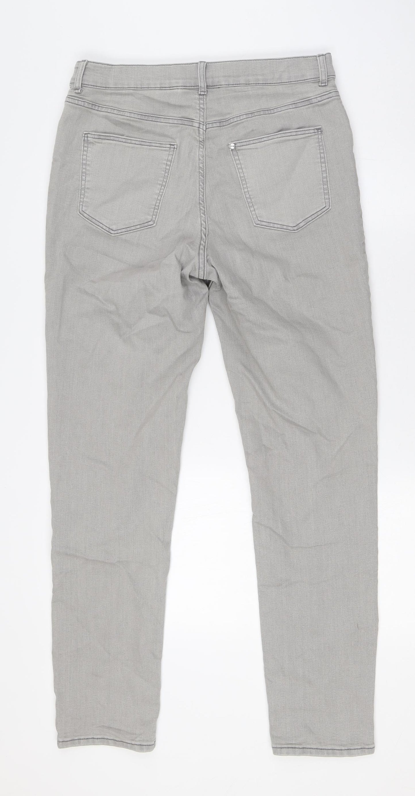 H&M Girls Grey Cotton Skinny Jeans Size 14 Years L29 in Slim Button - Adjustable Waist