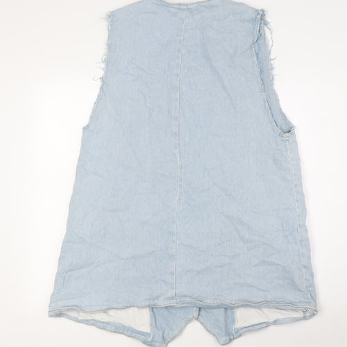 Zara Womens Blue Jacket Waistcoat Size M Button - Raw Sleeves
