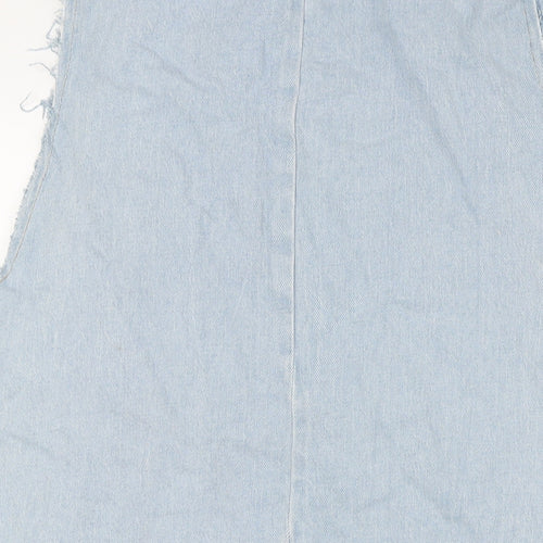 Zara Womens Blue Jacket Waistcoat Size M Button - Raw Sleeves