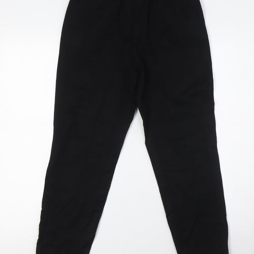 Marks and Spencer Womens Black Viscose Cropped Trousers Size 8 L25 in Regular Hook & Eye