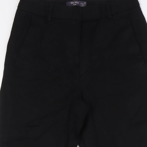 Marks and Spencer Womens Black Viscose Cropped Trousers Size 8 L25 in Regular Hook & Eye