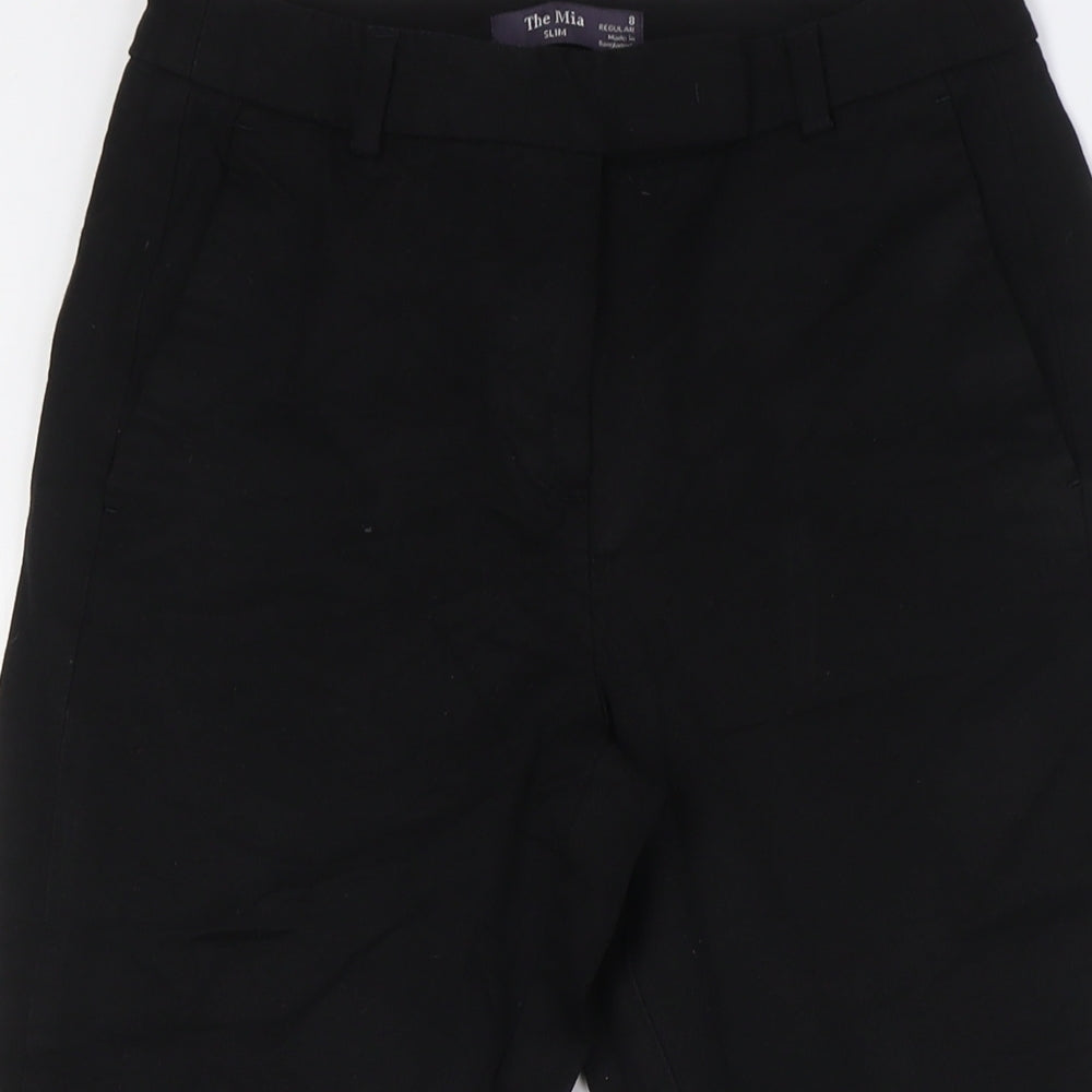 Marks and Spencer Womens Black Viscose Cropped Trousers Size 8 L25 in Regular Hook & Eye