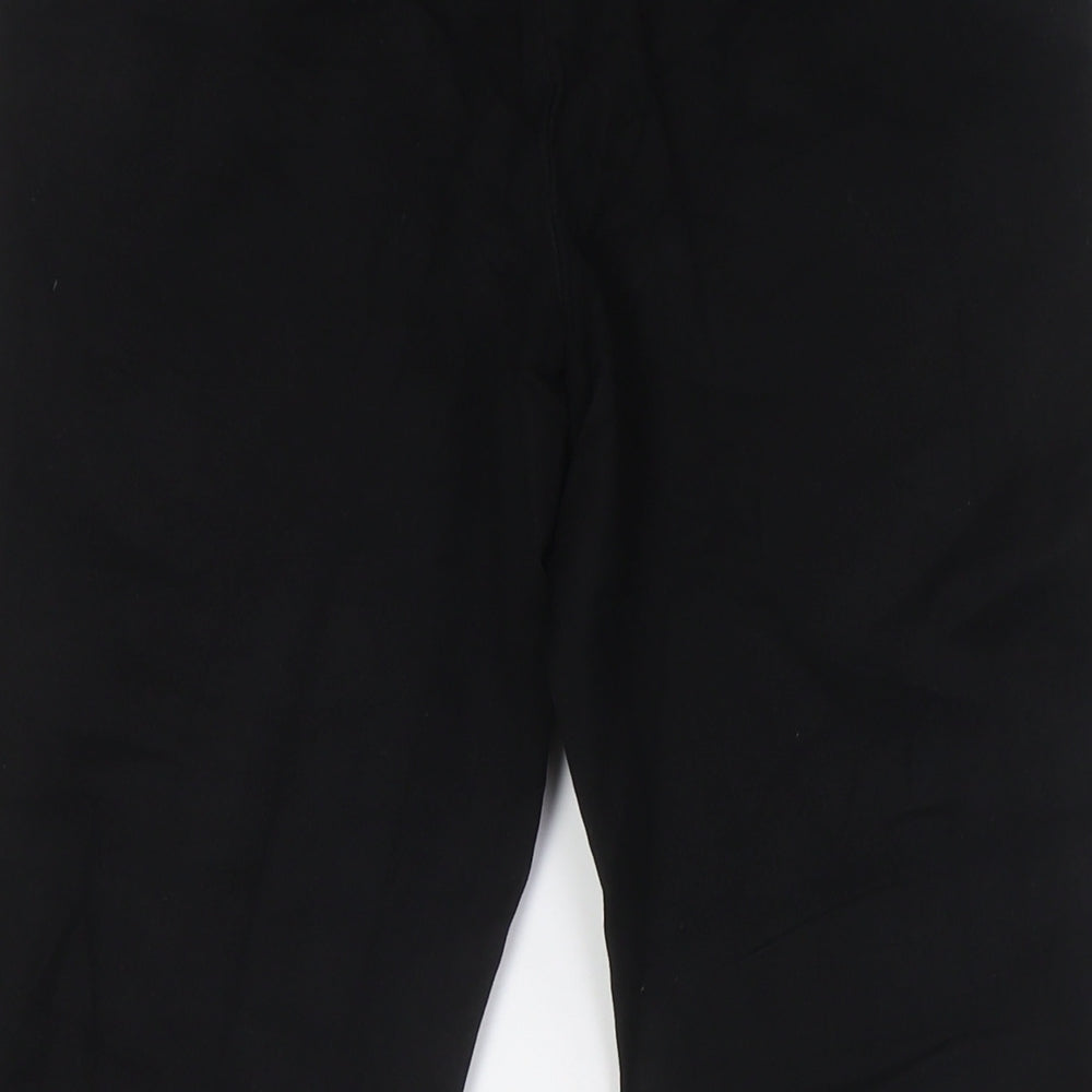 Marks and Spencer Womens Black Viscose Cropped Trousers Size 8 L25 in Regular Hook & Eye