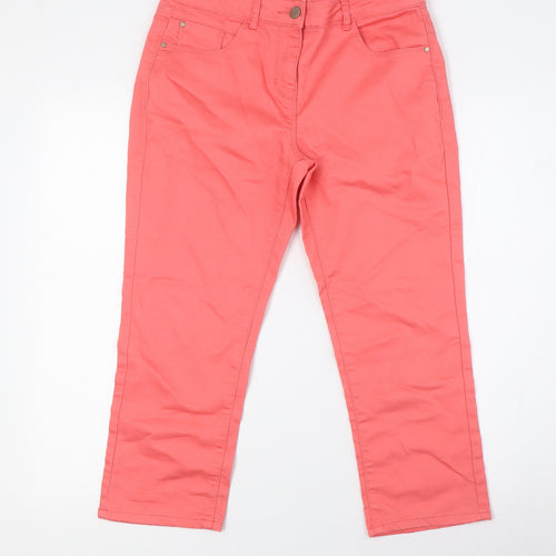 Red Herring Womens Orange Cotton Cropped Jeans Size 10 L21 in Regular Button