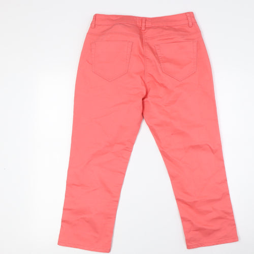 Red Herring Womens Orange Cotton Cropped Jeans Size 10 L21 in Regular Button