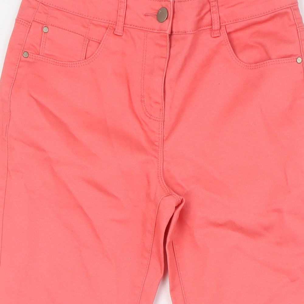 Red Herring Womens Orange Cotton Cropped Jeans Size 10 L21 in Regular Button