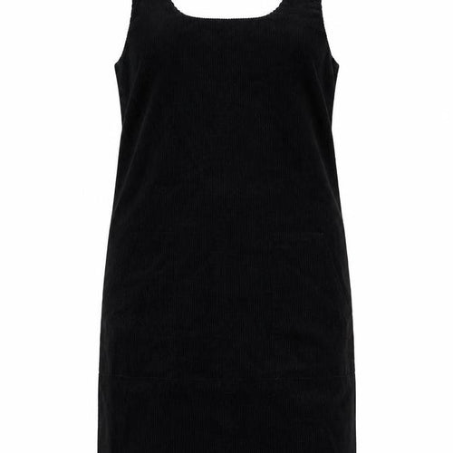 New Look Womens Black 100% Cotton Pinafore/Dungaree Dress Size 6 Scoop Neck Tie