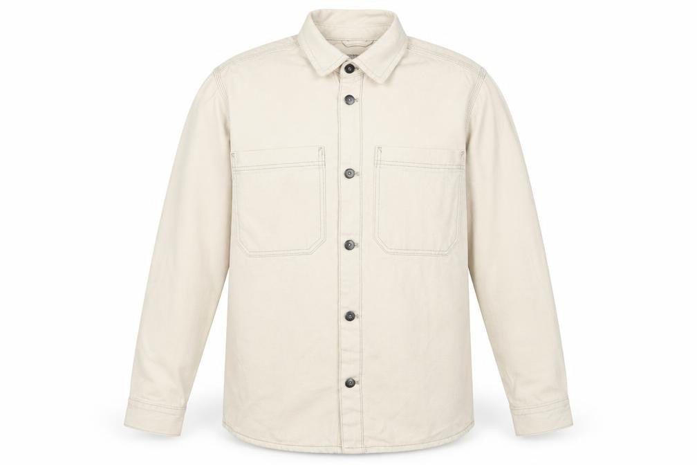 Primark Mens Ivory Cotton Button-Up Size L Collared Button