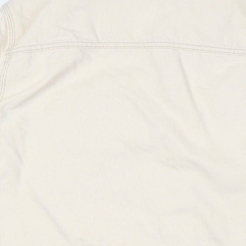Primark Mens Ivory Cotton Button-Up Size L Collared Button