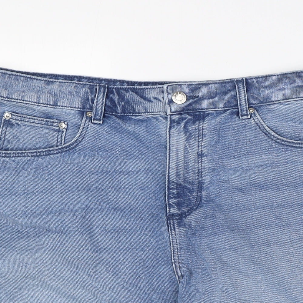 ASOS Mens Blue Cotton Bermuda Shorts Size 34 in Regular Button