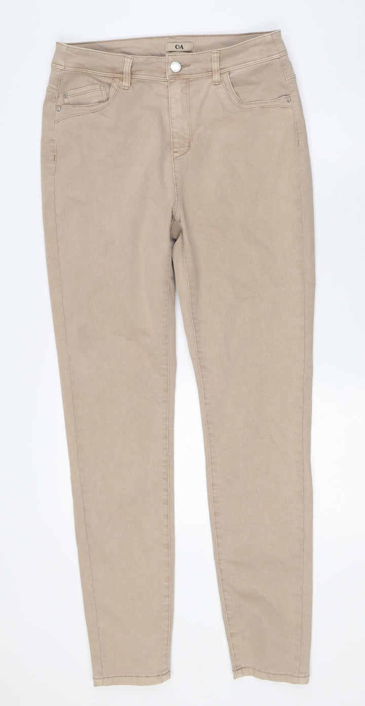C&A Womens Beige Cotton Straight Jeans Size 10 L30 in Regular Button