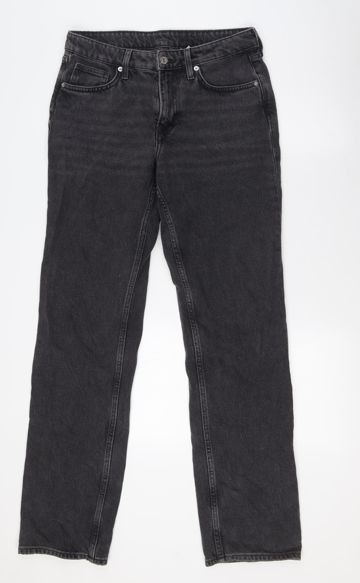 &Denim Womens Black Cotton Straight Jeans Size 10 L33 in Regular Button