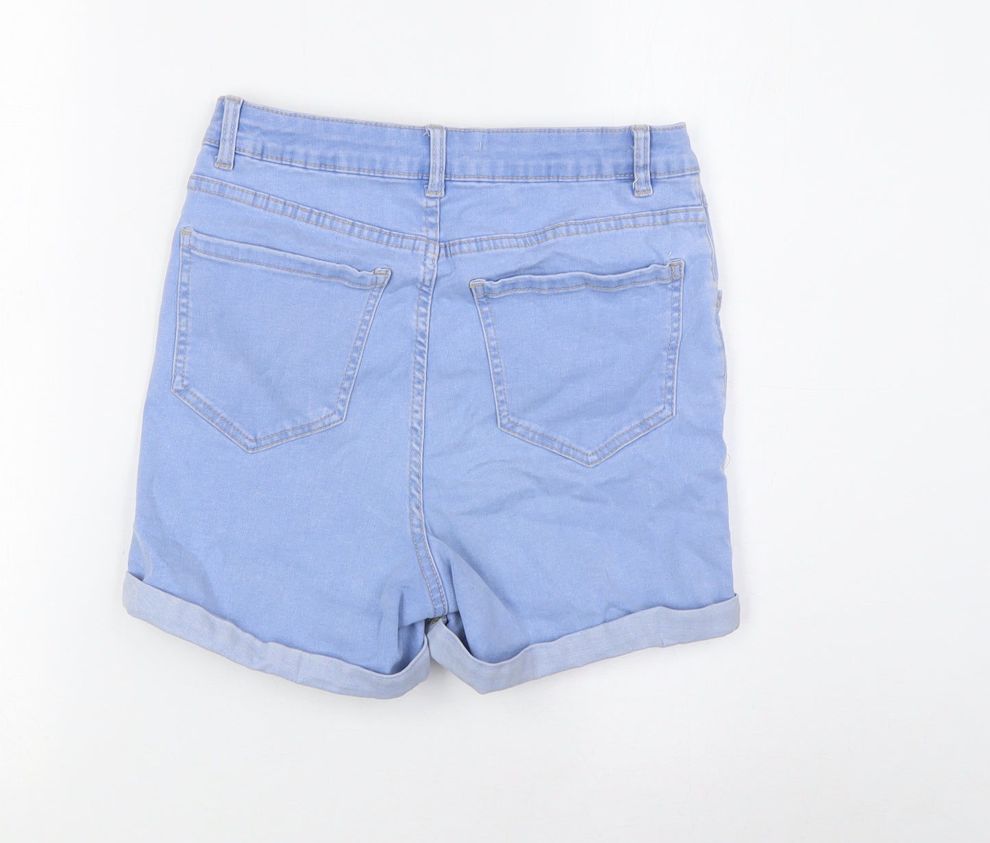 915 Generation Girls Blue Cotton Bermuda Shorts Size 14 Years L3 in Regular Zip - Turn Ups