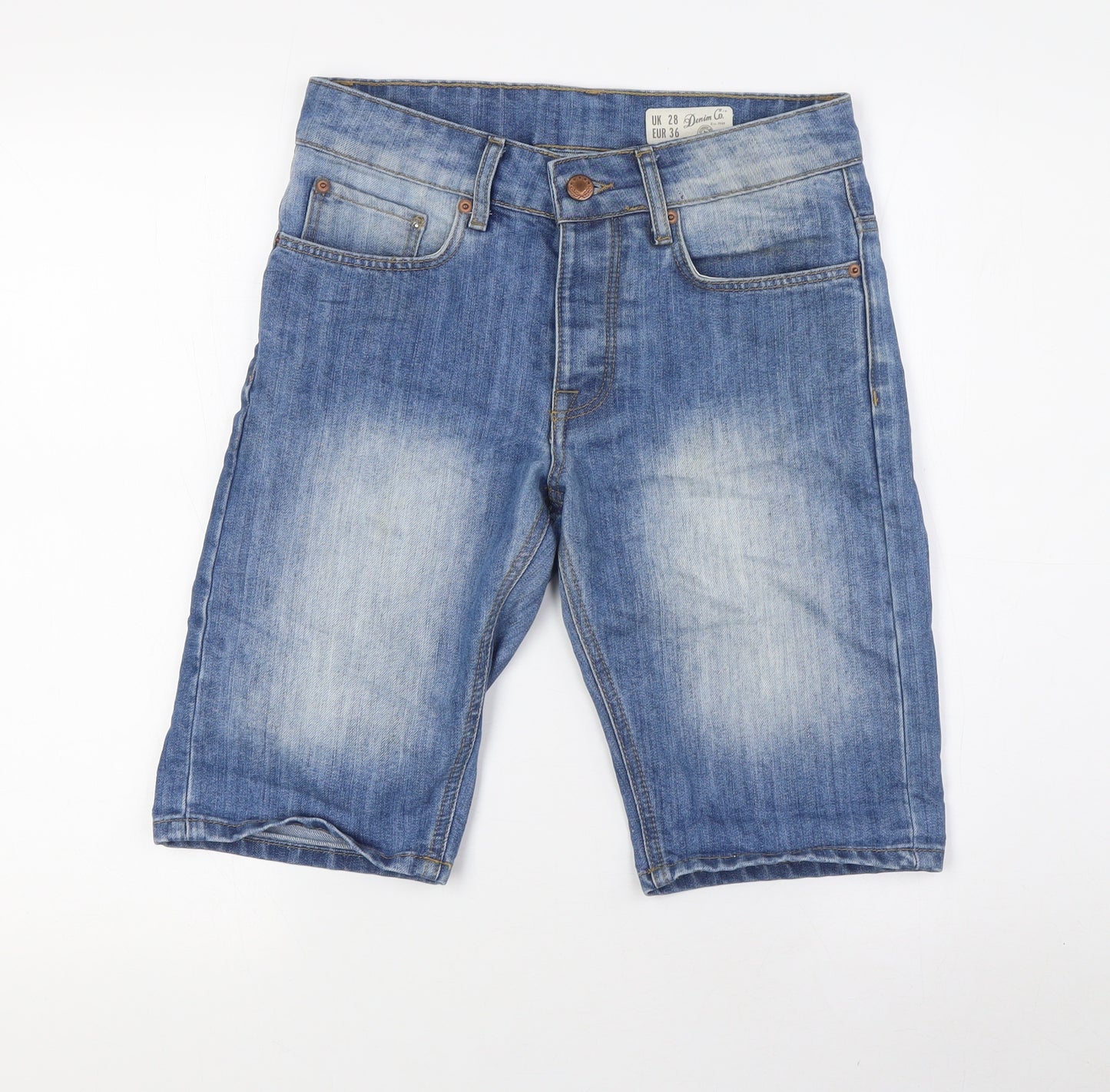 Denim Co Mens Blue Cotton Bermuda Shorts Size 28 in L9 in Regular Button