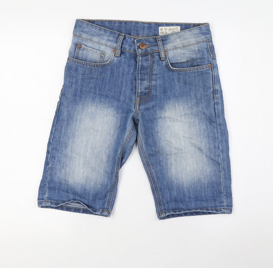 Denim Co Mens Blue Cotton Bermuda Shorts Size 28 in L9 in Regular Button