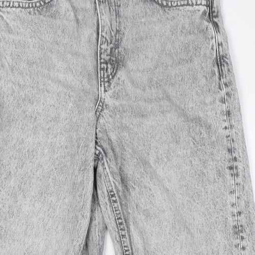 Denim Co Girls Grey Cotton Wide-Leg Jeans Size 11-12 Years L28 in Regular Button - Stone Wash, Destressed