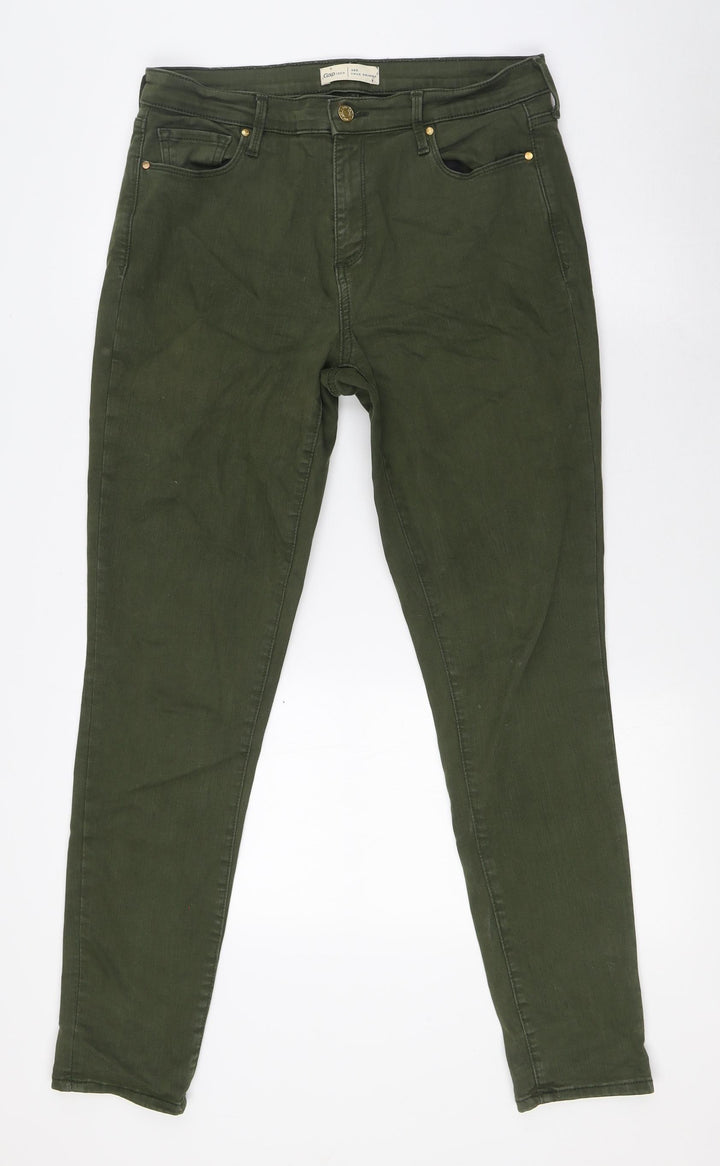 Gap Womens Green Herringbone Cotton Skinny Jeans Size 30 in L30 in Slim Button