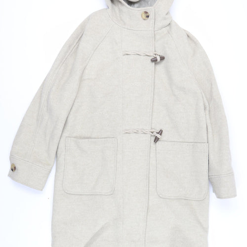 Marks and Spencer Womens Beige Overcoat Coat Size 12 Zip - Hooded