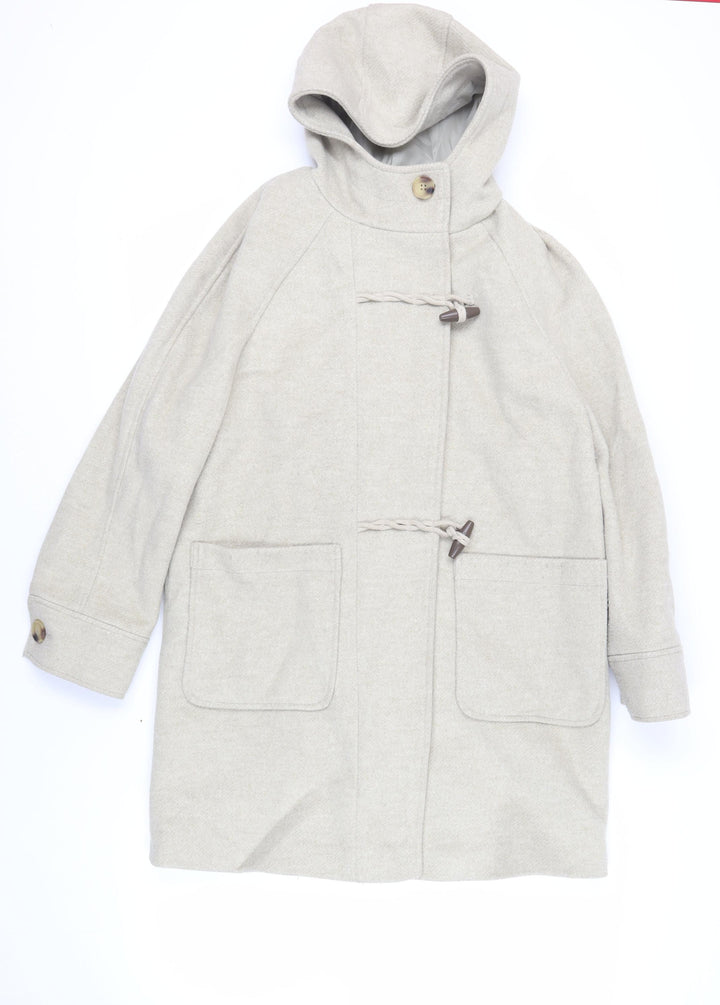 Marks and Spencer Womens Beige Overcoat Coat Size 12 Zip - Hooded