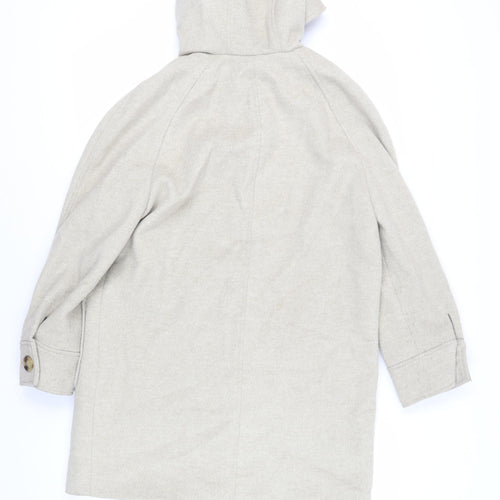 Marks and Spencer Womens Beige Overcoat Coat Size 12 Zip - Hooded