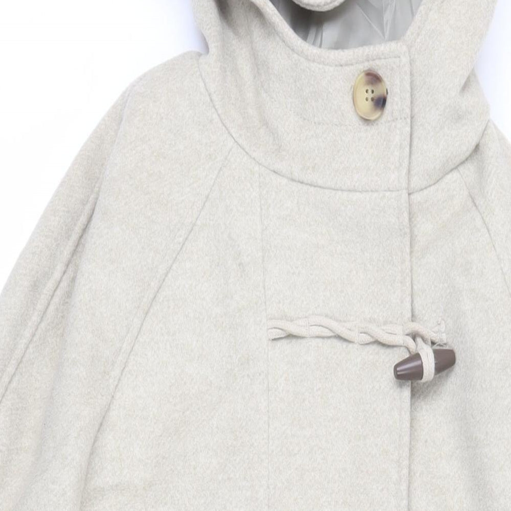 Marks and Spencer Womens Beige Overcoat Coat Size 12 Zip - Hooded