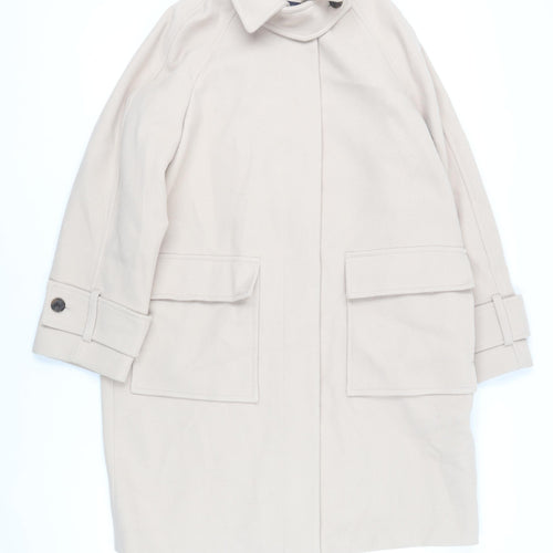 Marks and Spencer Womens Beige Overcoat Coat Size M Button