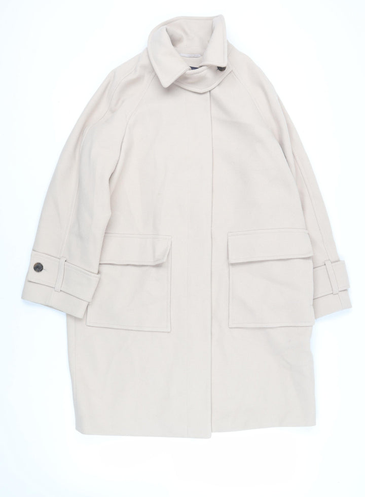 Marks and Spencer Womens Beige Overcoat Coat Size M Button