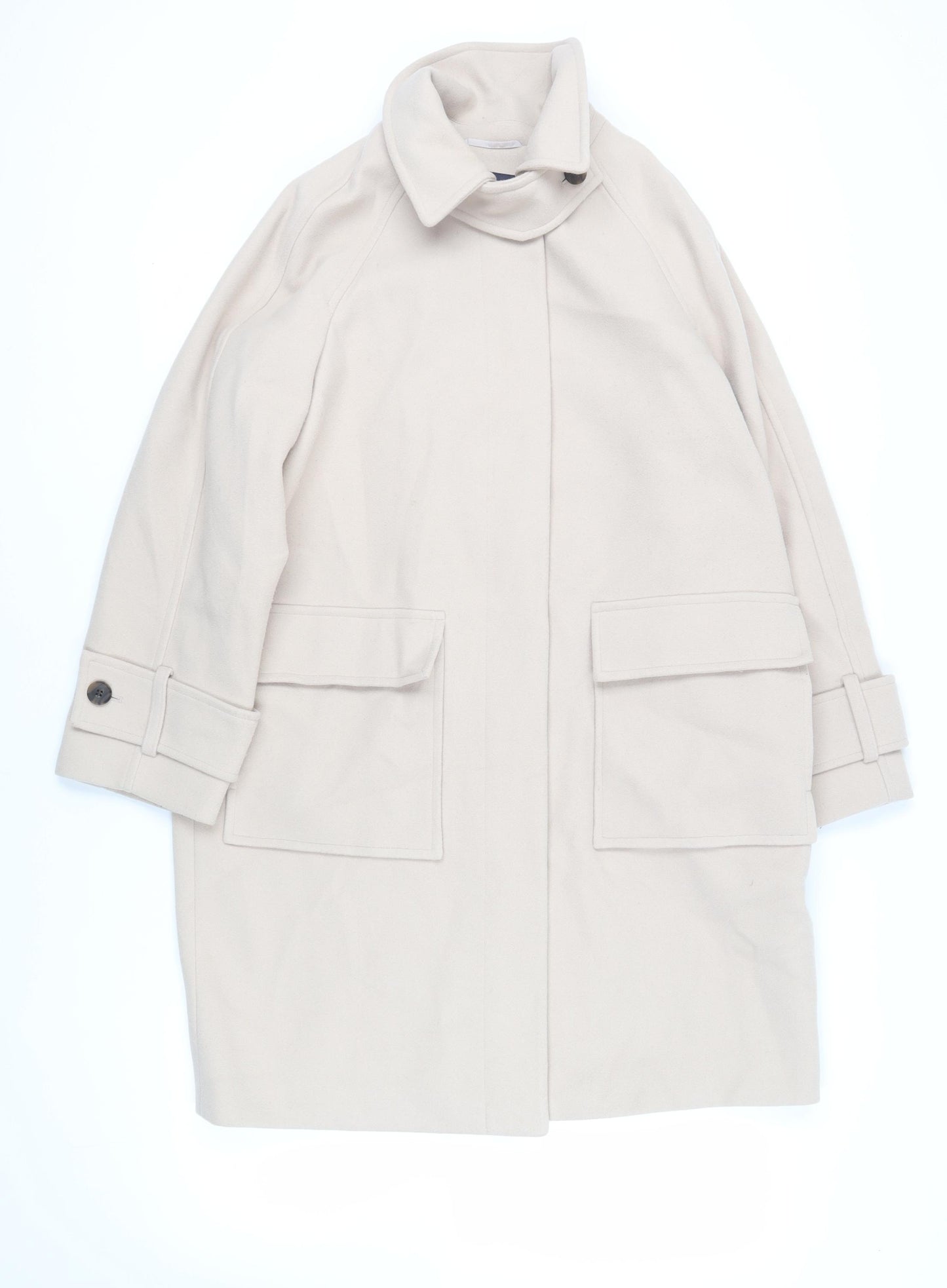 Marks and Spencer Womens Beige Overcoat Coat Size M Button
