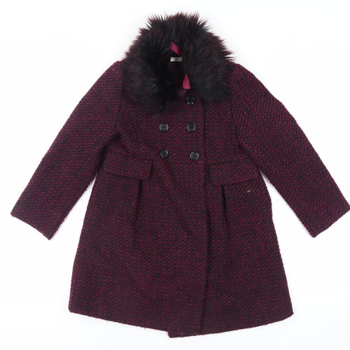 John lew Girls Purple Pea Coat Coat Size 8 Years Button - Faux Fur Collar