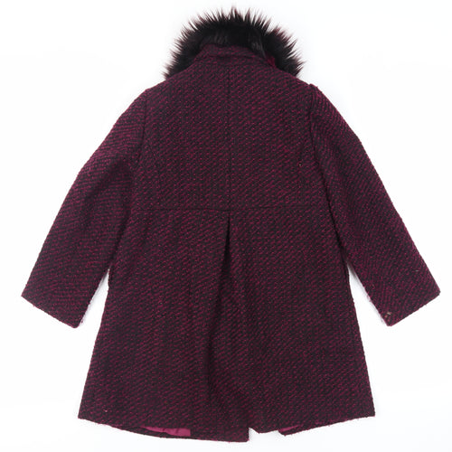 John lew Girls Purple Pea Coat Coat Size 8 Years Button - Faux Fur Collar