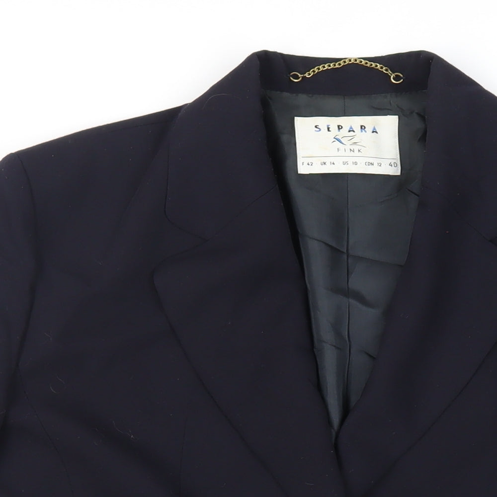 Separa Womens Blue Jacket Blazer Size 14 Button - Vintage