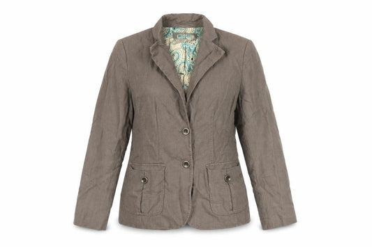 Front view of Per Una women’s brown jacket blazer, size UK 12, button