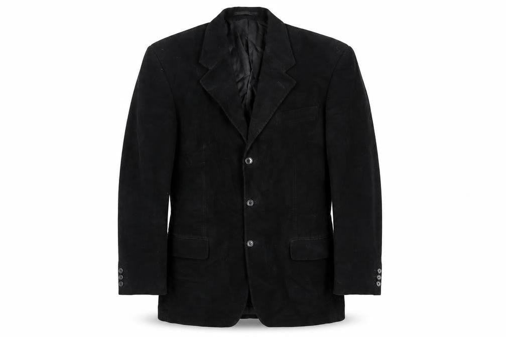 Front view of Burton men’s black cotton jacket blazer, size 40, regular