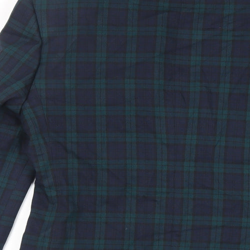 Marks and Spencer Mens Green Plaid Polyester Tuxedo Suit Jacket Size 34 Regular