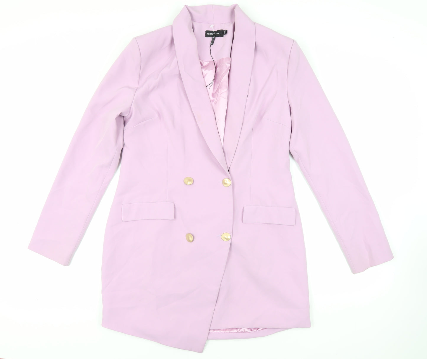 PRETTYLITTLETHING Womens Purple Jacket Blazer Size 12 Button
