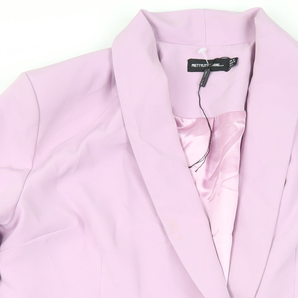 PRETTYLITTLETHING Womens Purple Jacket Blazer Size 12 Button