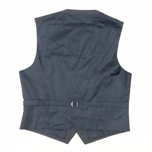Burton Mens Blue Geometric Polyester Jacket Suit Waistcoat Size 42 Regular