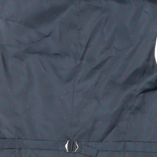 Burton Mens Blue Geometric Polyester Jacket Suit Waistcoat Size 42 Regular