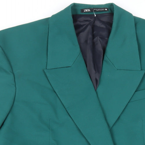 Zara Womens Green Jacket Blazer Size L Button