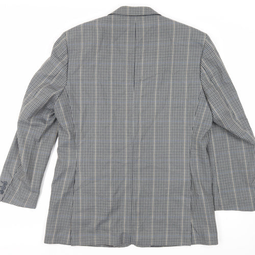Charly O'Brian Mens Grey Plaid Polyester Jacket Blazer Size 42 Regular