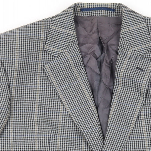 Charly O'Brian Mens Grey Plaid Polyester Jacket Blazer Size 42 Regular