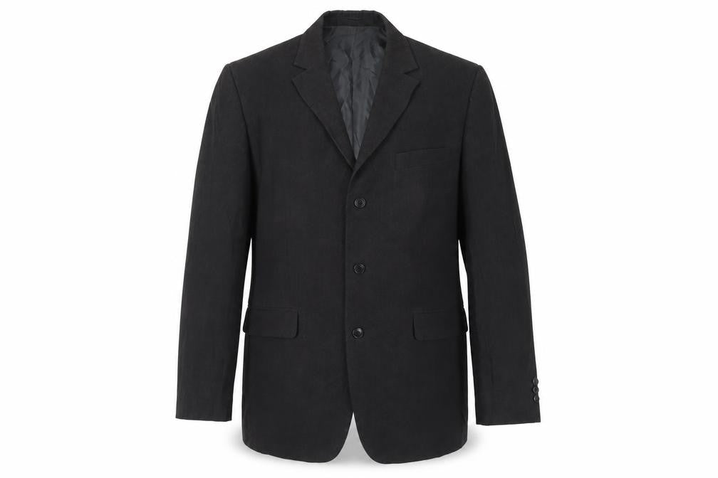Front view of Marks & Spencer men’s black polyester jacket blazer, size 40, regular