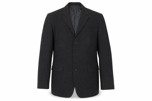 Front view of Marks & Spencer men’s black polyester jacket blazer, size 40, regular