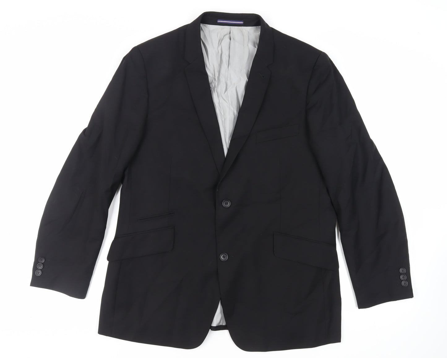 Topman Mens Black Polyester Jacket Suit Jacket Size 44 Regular